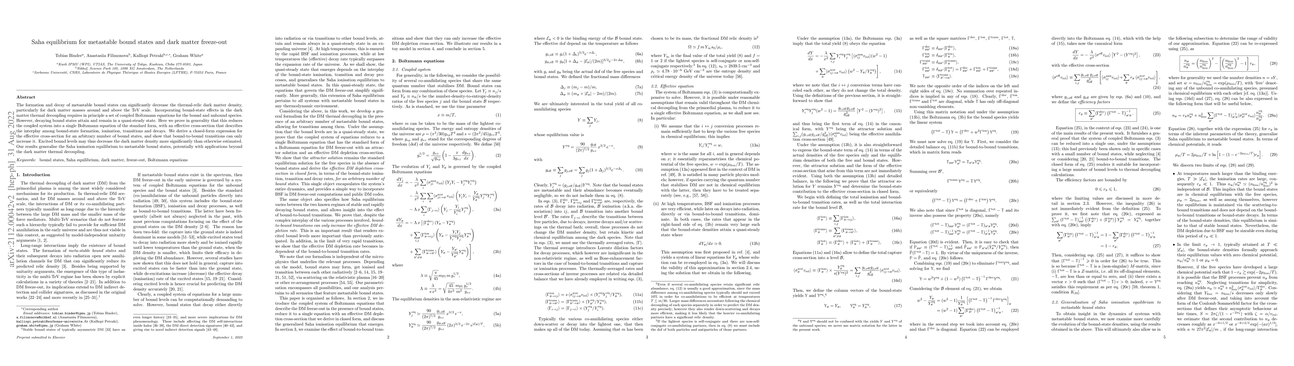 Thumbnail for Saha equilibrium for metastable bound states and dark matter freeze-out