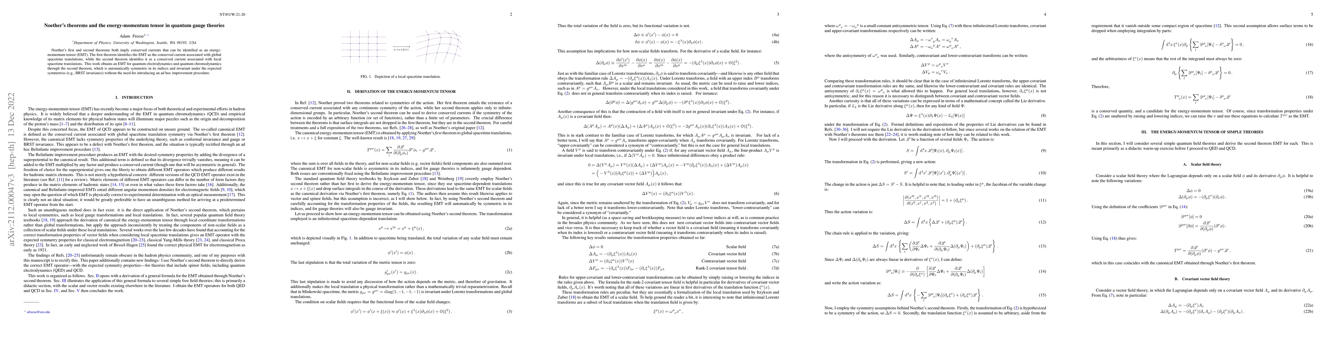 Thumbnail for Noether's theorems and the energy-momentum tensor in quantum gauge
  theories
