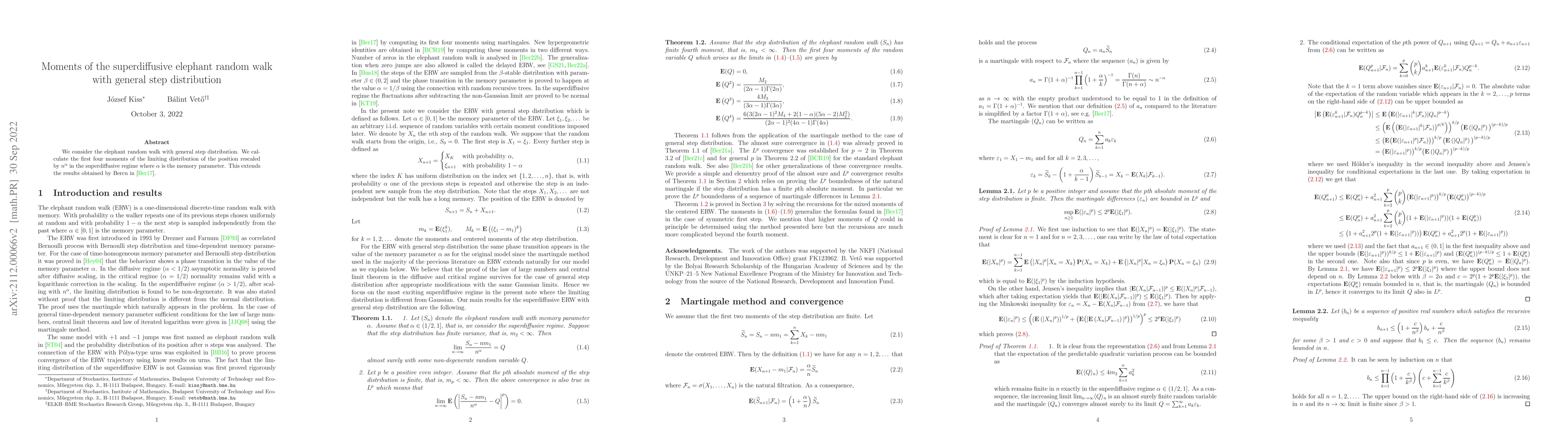 Thumbnail for Moments of the superdiffusive elephant random walk with general step
  distribution