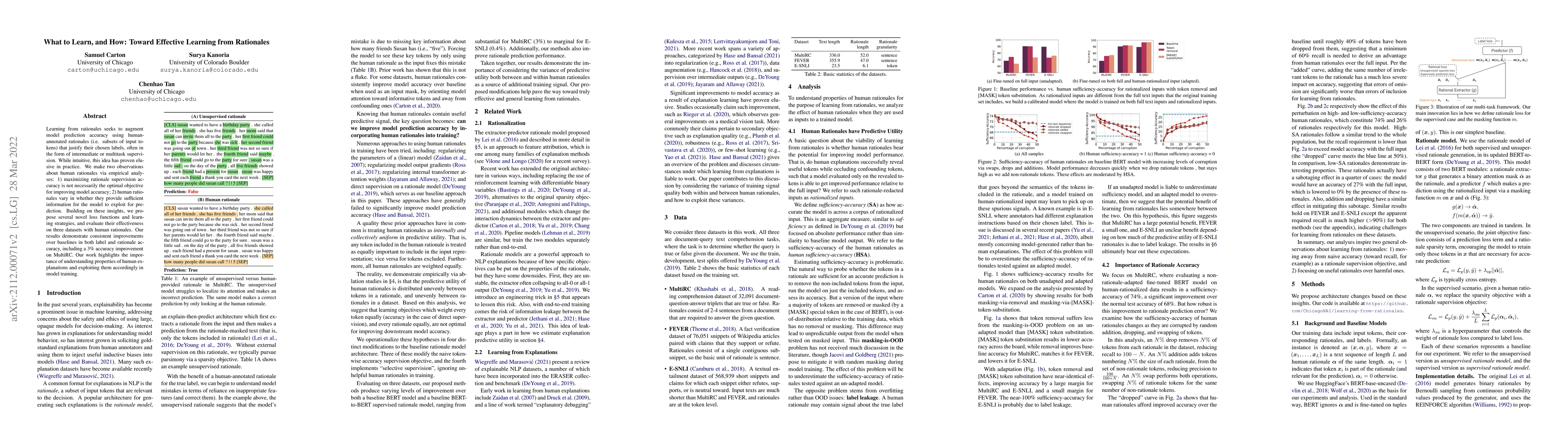 Thumbnail for What to Learn, and How: Toward Effective Learning from Rationales