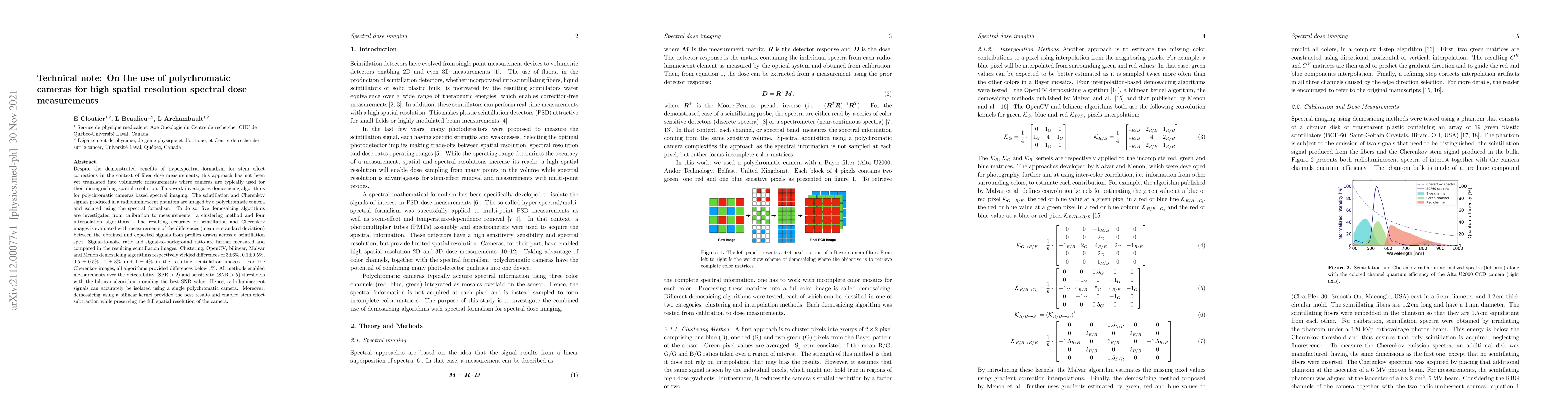 Thumbnail for Technical note: On the use of polychromatic cameras for high spatial
  resolution spectral dose measurements