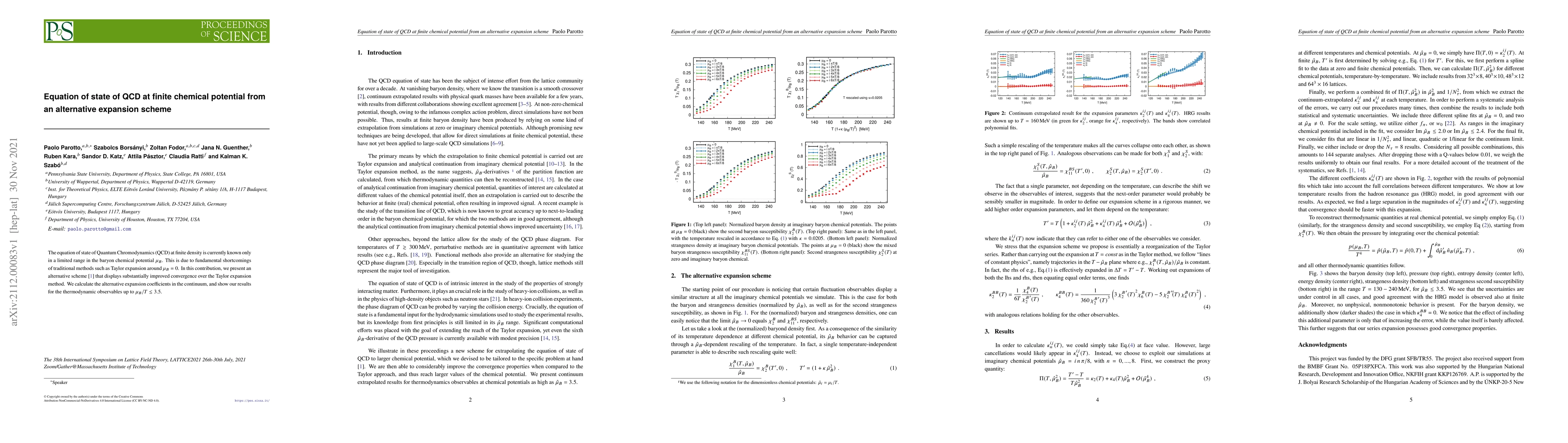 Thumbnail for Equation of state of QCD at finite chemical potential from an
  alternative expansion scheme