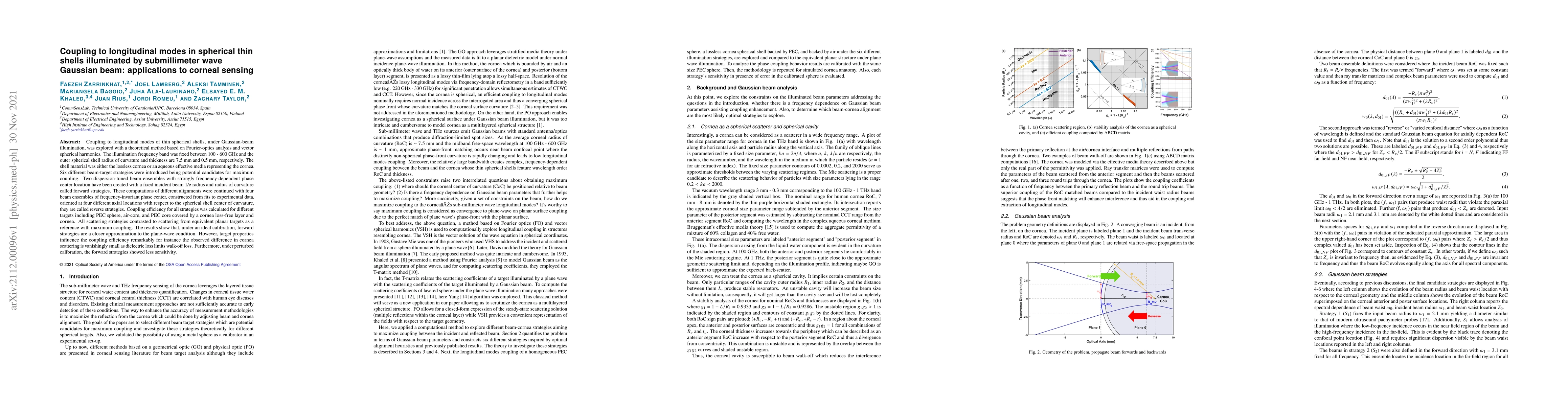 Thumbnail for Coupling to longitudinal modes in spherical thin shells illuminated by
  submillimeter wave Gaussian beam: applications to corneal sensing
