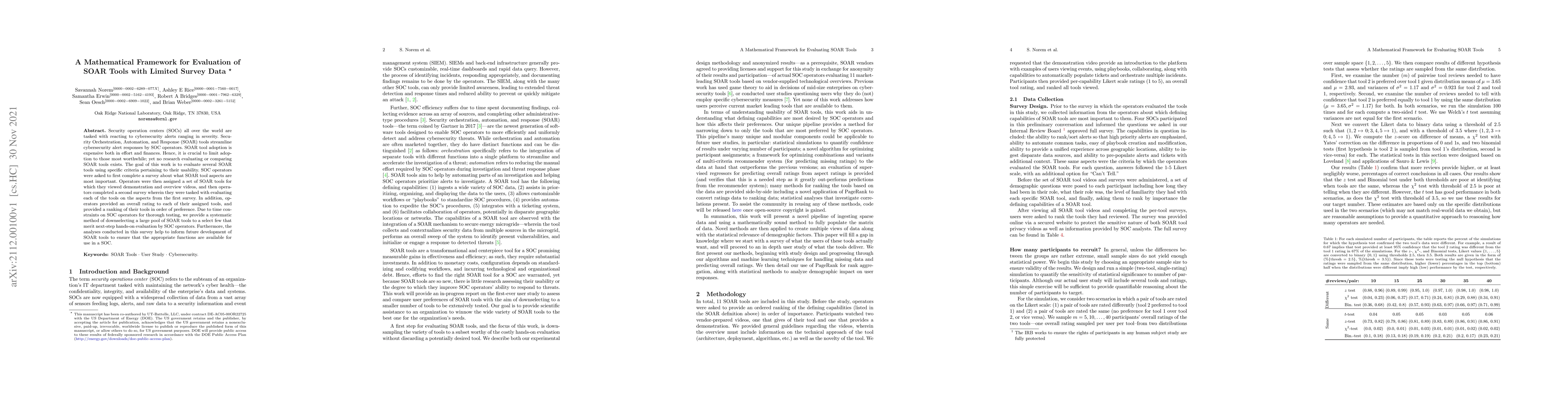 Thumbnail for A Mathematical Framework for Evaluation of SOAR Tools with Limited
  Survey Data