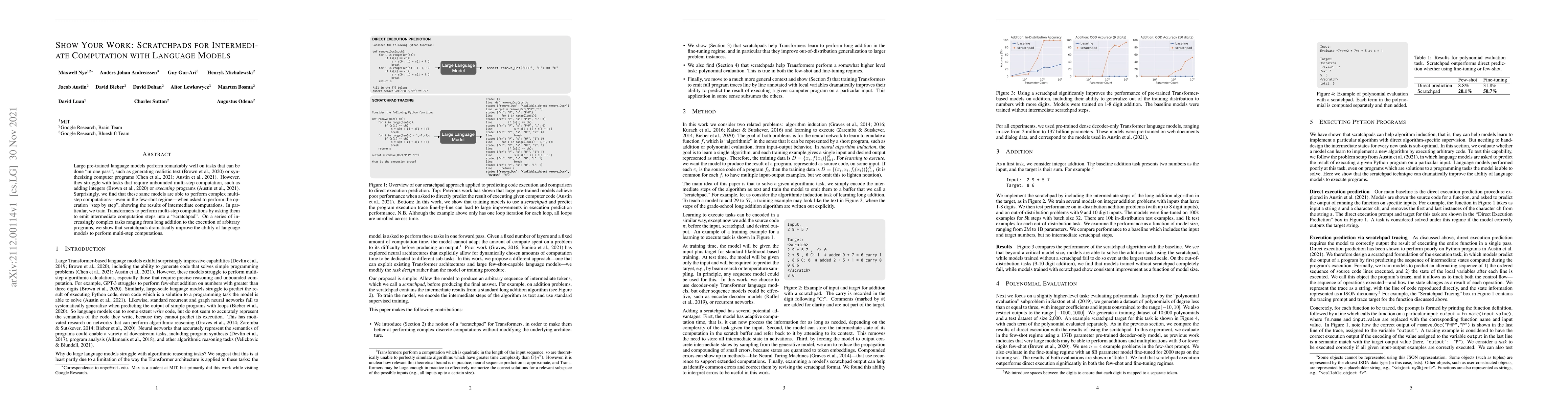 Thumbnail for Show Your Work: Scratchpads for Intermediate Computation with Language
  Models