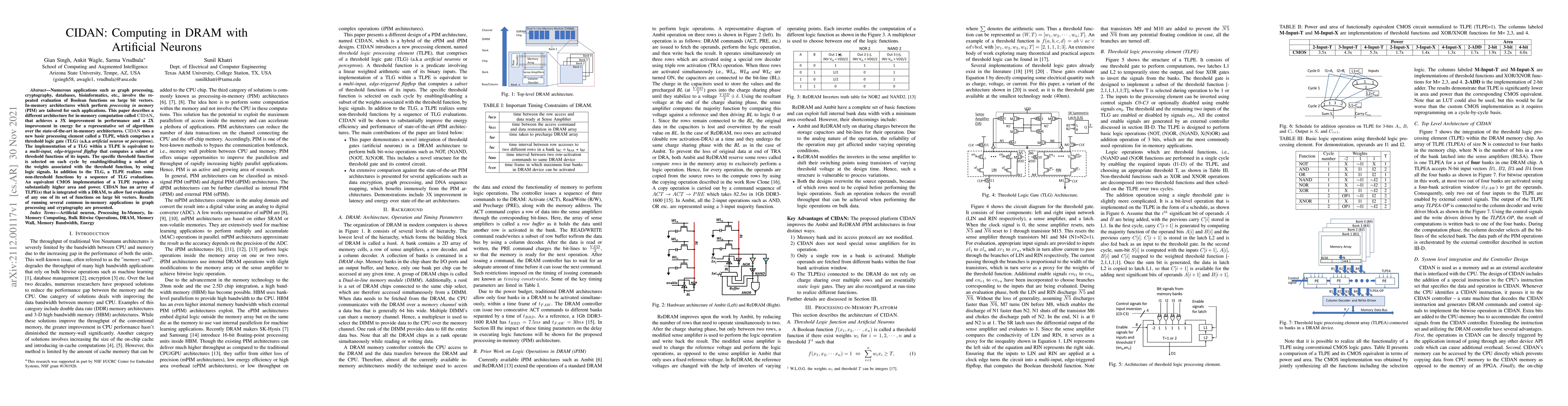 Thumbnail for CIDAN: Computing in DRAM with\\Artificial Neurons