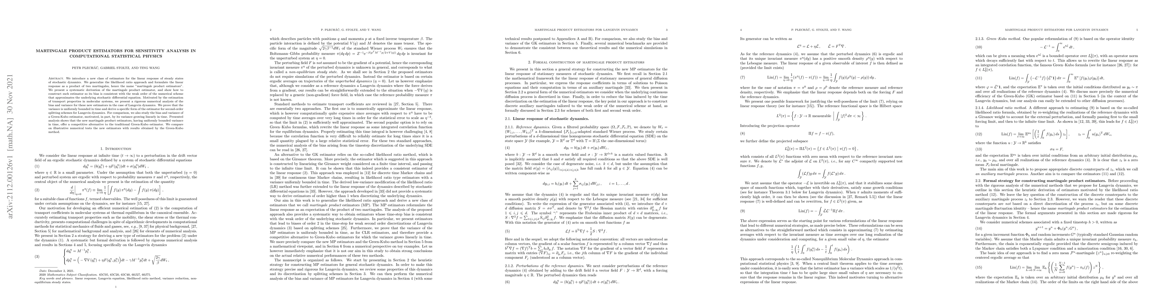 Thumbnail for Martingale product estimators for sensitivity analysis in computational
  statistical physics