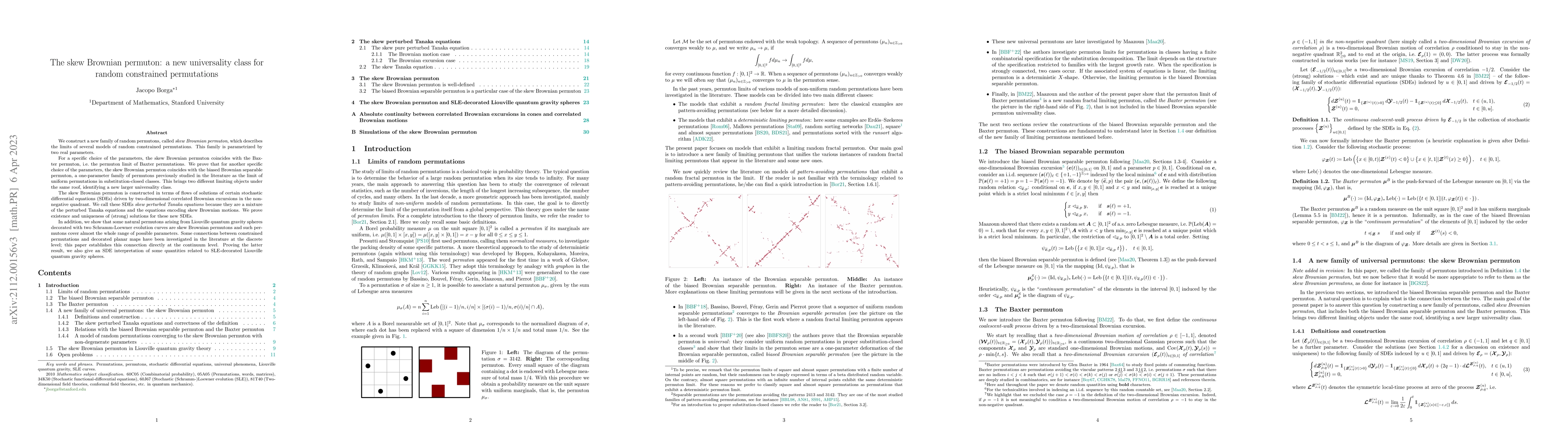 Thumbnail for The skew Brownian permuton: a new universality class for random
  constrained permutations