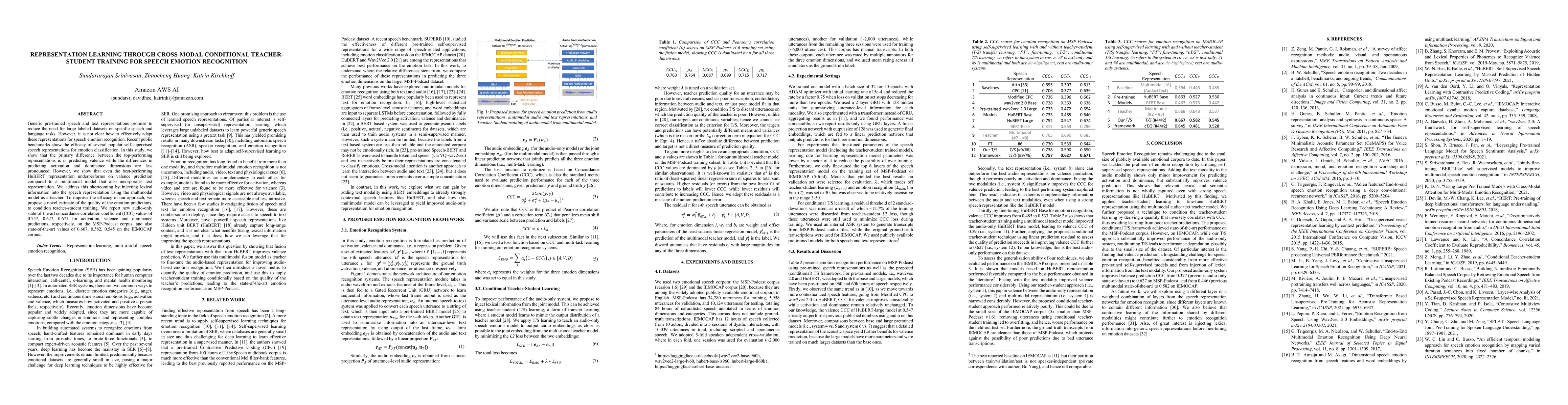 Thumbnail for Representation learning through cross-modal conditional teacher-student
  training for speech emotion recognition