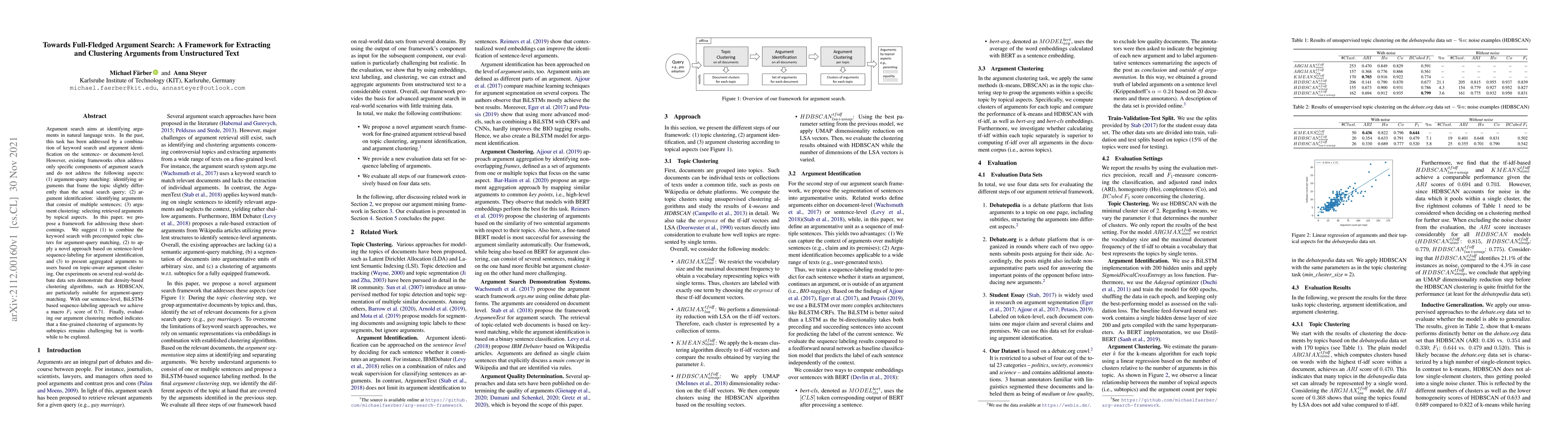 Thumbnail for Towards Full-Fledged Argument Search: A Framework for Extracting and
  Clustering Arguments from Unstructured Text