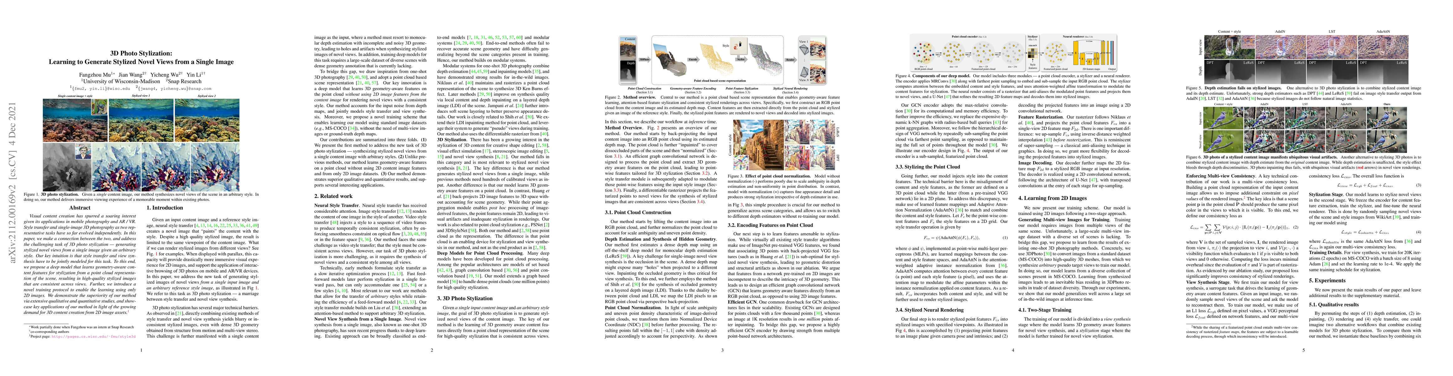 Thumbnail for 3D Photo Stylization: Learning to Generate Stylized Novel Views from a
  Single Image