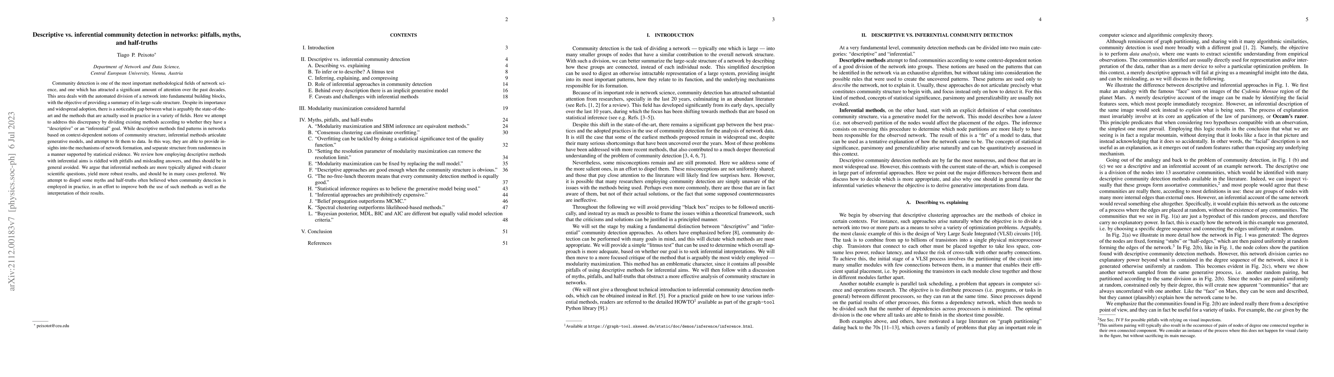 Thumbnail for Descriptive vs. inferential community detection in networks: pitfalls,
  myths, and half-truths