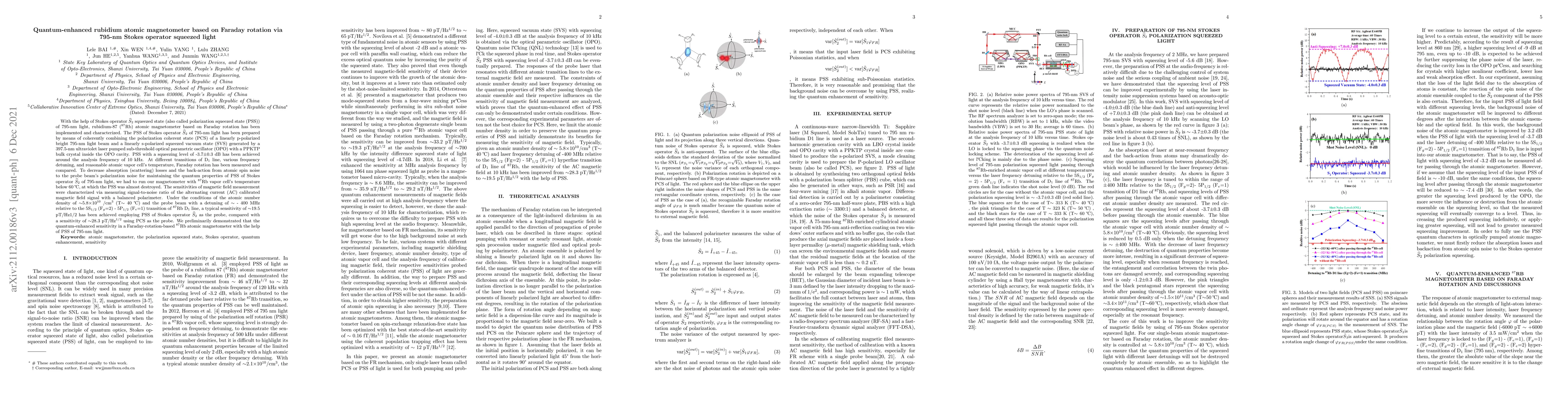Thumbnail for Quantum-enhanced rubidium atomic magnetometer based on Faraday rotation
  via 795-nm Stokes operator squeezed light