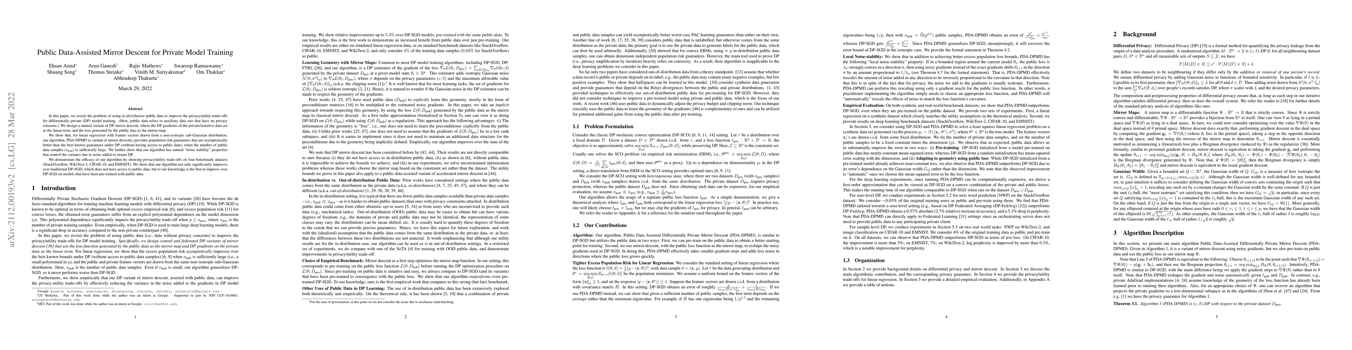 Thumbnail for Public Data-Assisted Mirror Descent for Private Model Training