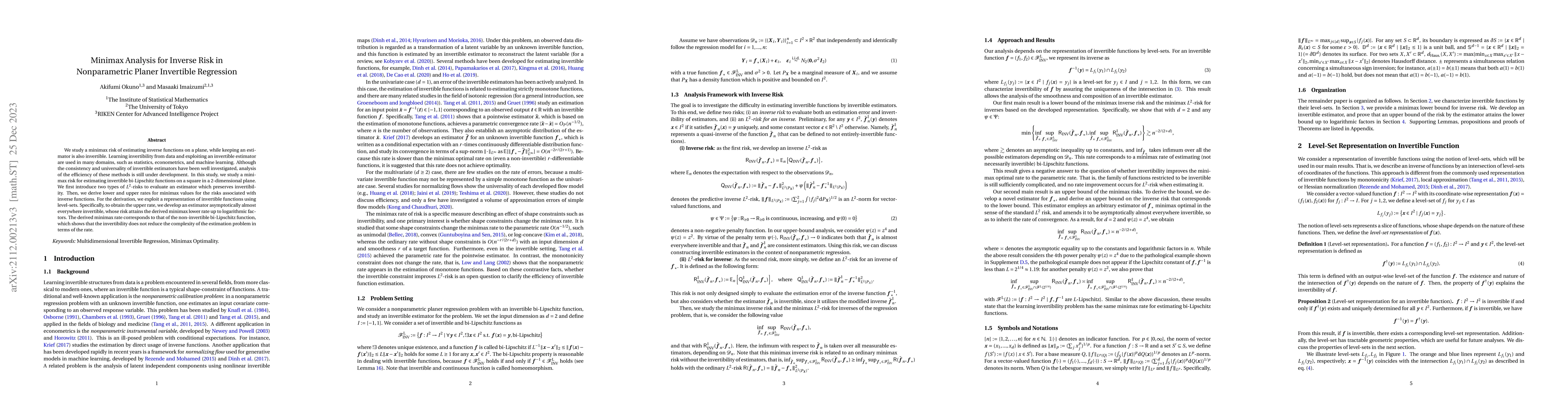 Thumbnail for Minimax Analysis for Inverse Risk in Nonparametric Planer Invertible
  Regression