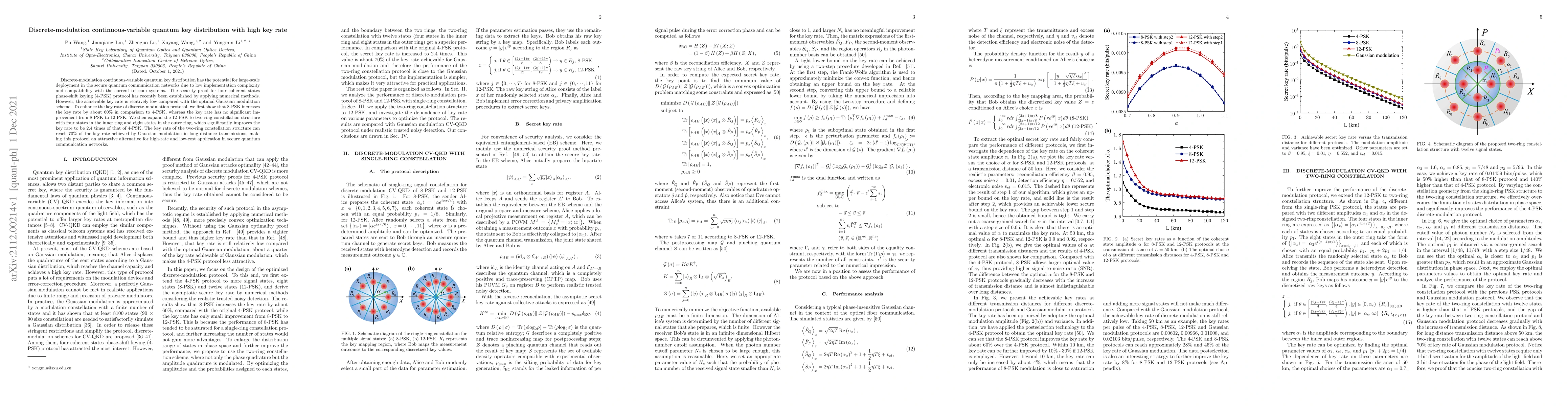 Thumbnail for Discrete-modulation continuous-variable quantum key distribution with
  high key rate