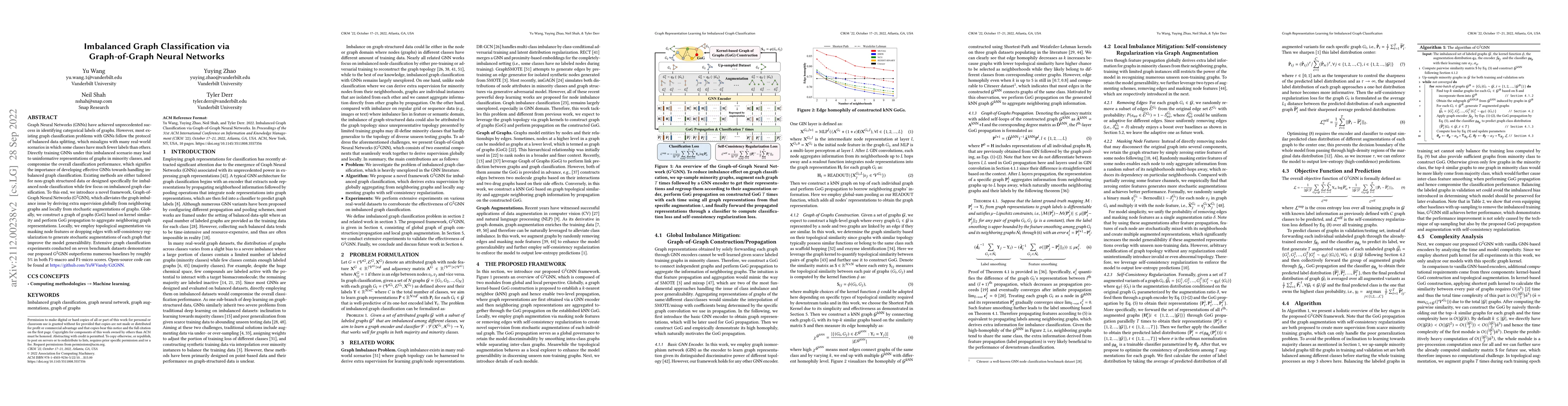 Thumbnail for Imbalanced Graph Classification via Graph-of-Graph Neural Networks