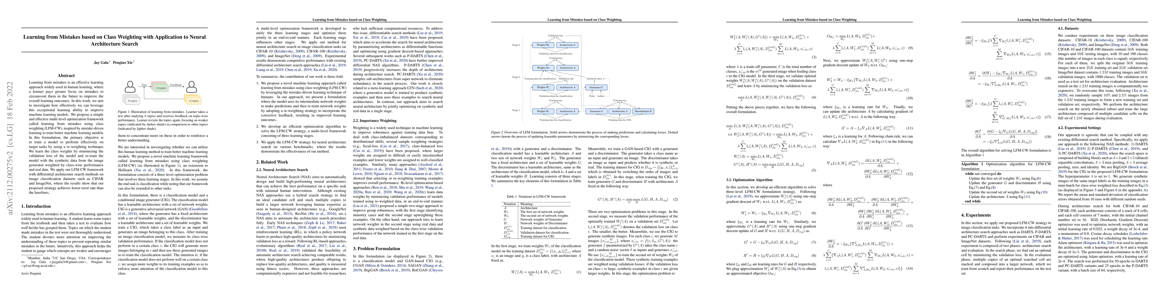 Thumbnail for Learning from Mistakes based on Class Weighting with Application to
  Neural Architecture Search
