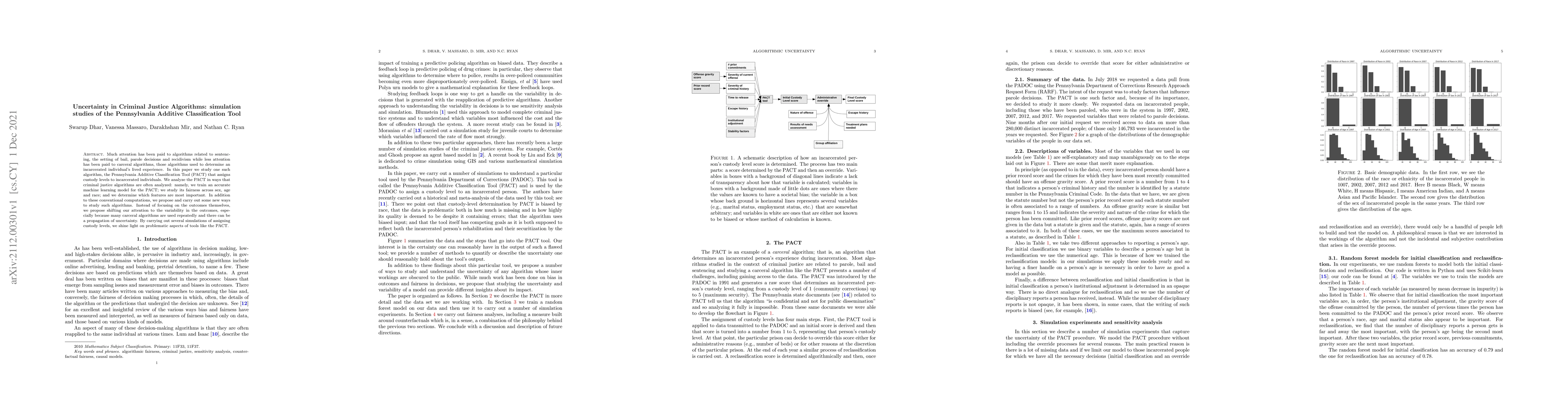 Thumbnail for Uncertainty in Criminal Justice Algorithms: simulation studies of the
  Pennsylvania Additive Classification Tool