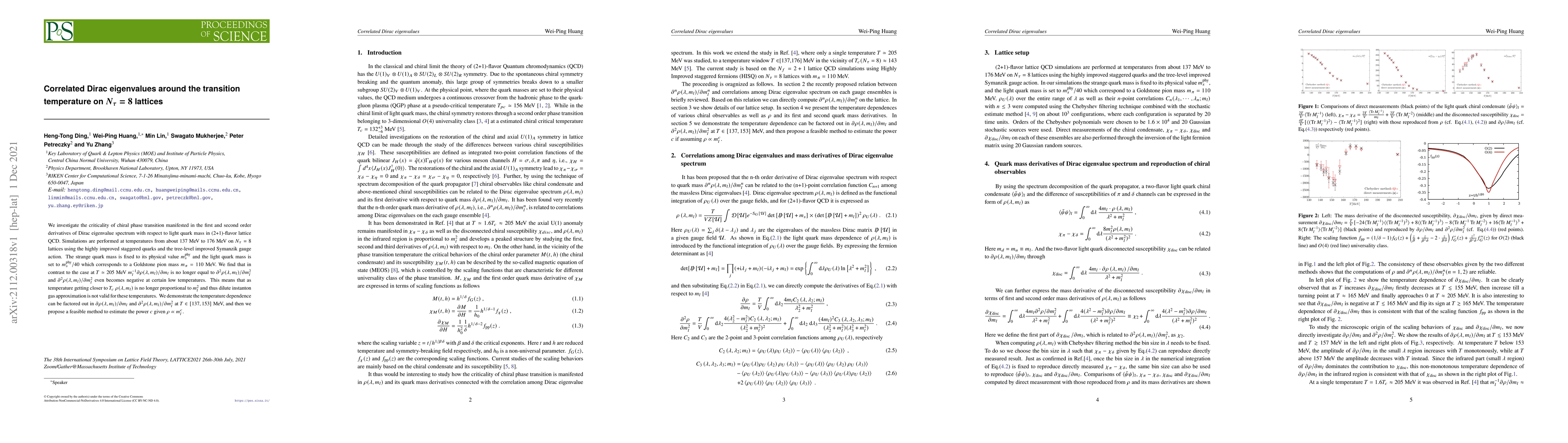 Thumbnail for Correlated Dirac eigenvalues around the transition temperature on
  $N_{\tau}=8$ lattices
