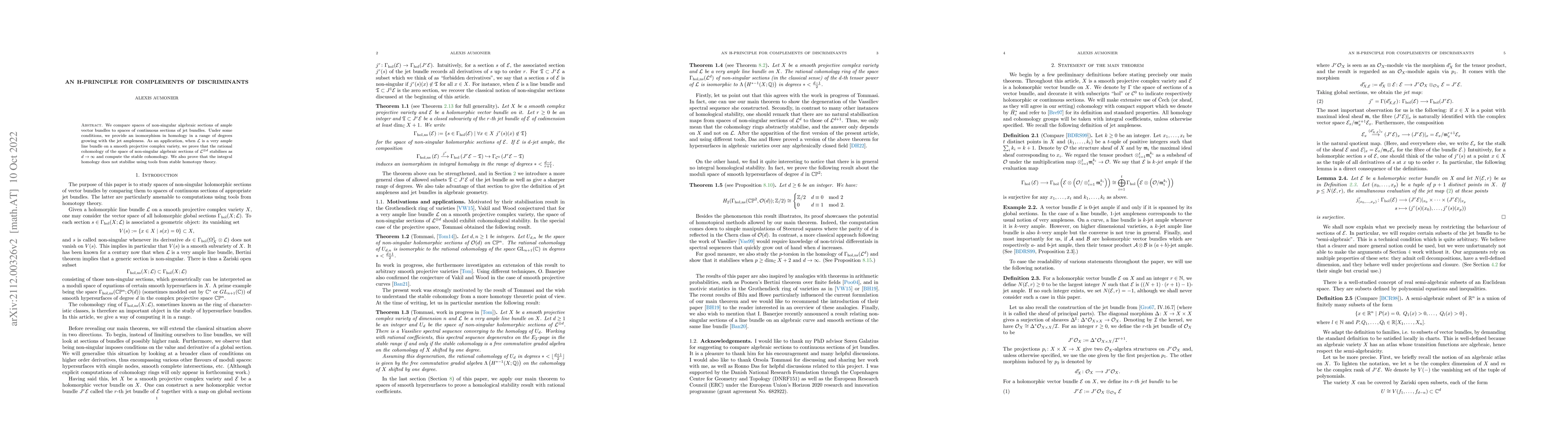Thumbnail for An h-principle for complements of discriminants