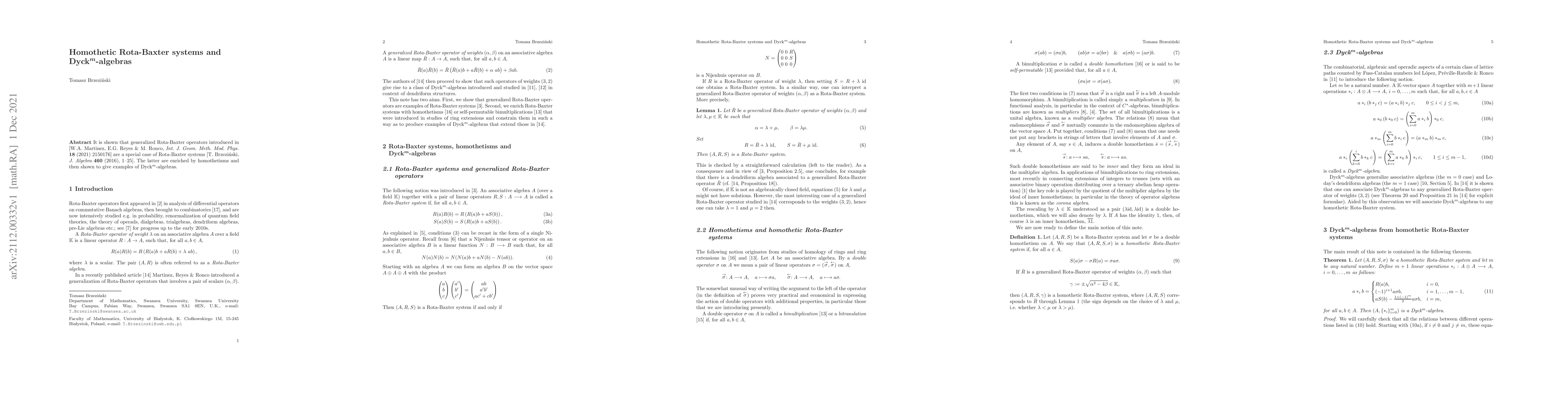 Thumbnail for Homothetic Rota-Baxter systems and Dyck$^m$-algebras