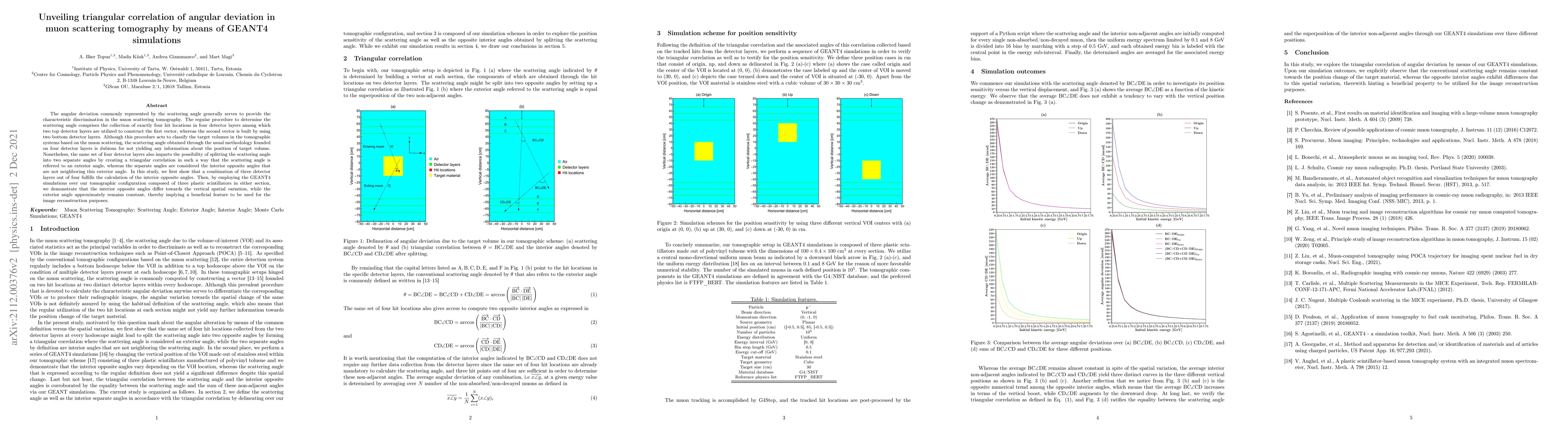 Thumbnail for Unveiling triangular correlation of angular deviation in muon scattering
  tomography by means of GEANT4 simulations