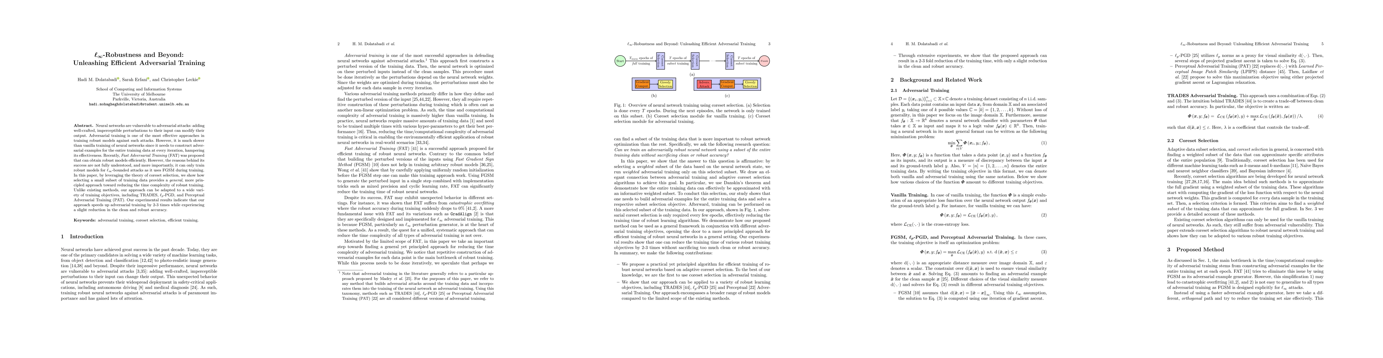 Thumbnail for $\ell_\infty$-Robustness and Beyond: Unleashing Efficient Adversarial
  Training