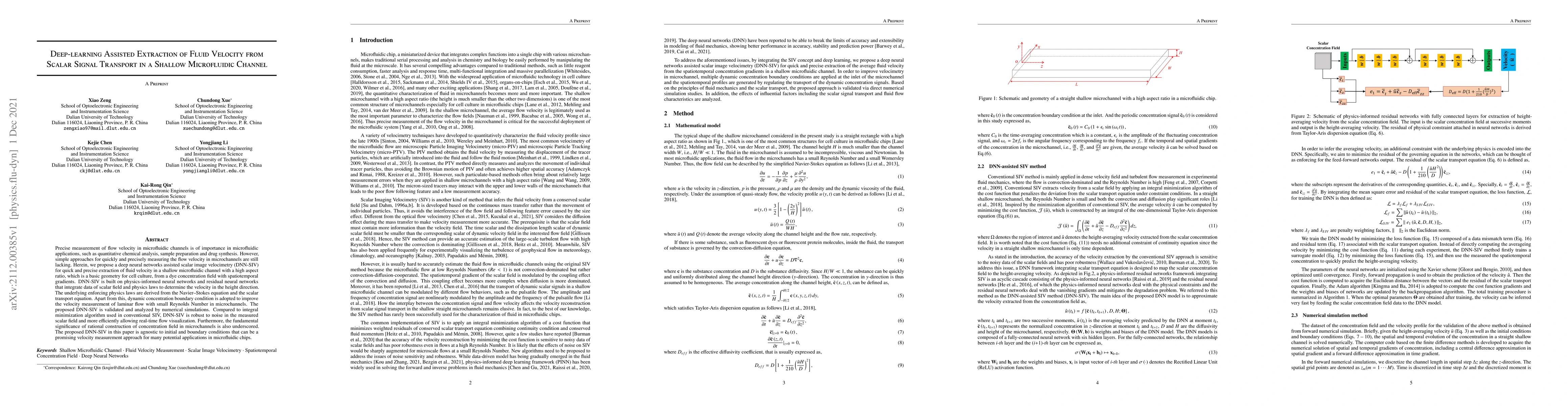 Thumbnail for Deep-learning Assisted Extraction of Fluid Velocity from Scalar Signal
  Transport in a Shallow Microfluidic Channel