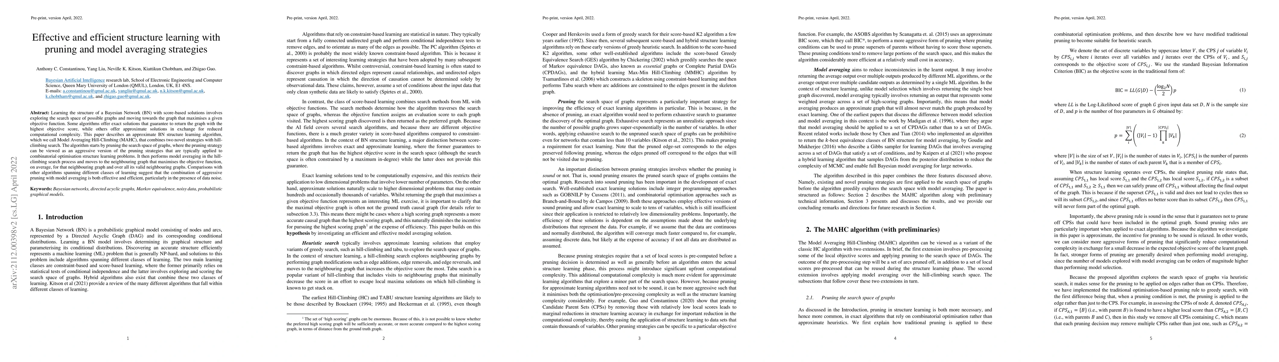 Thumbnail for Effective and efficient structure learning with pruning and model
  averaging strategies