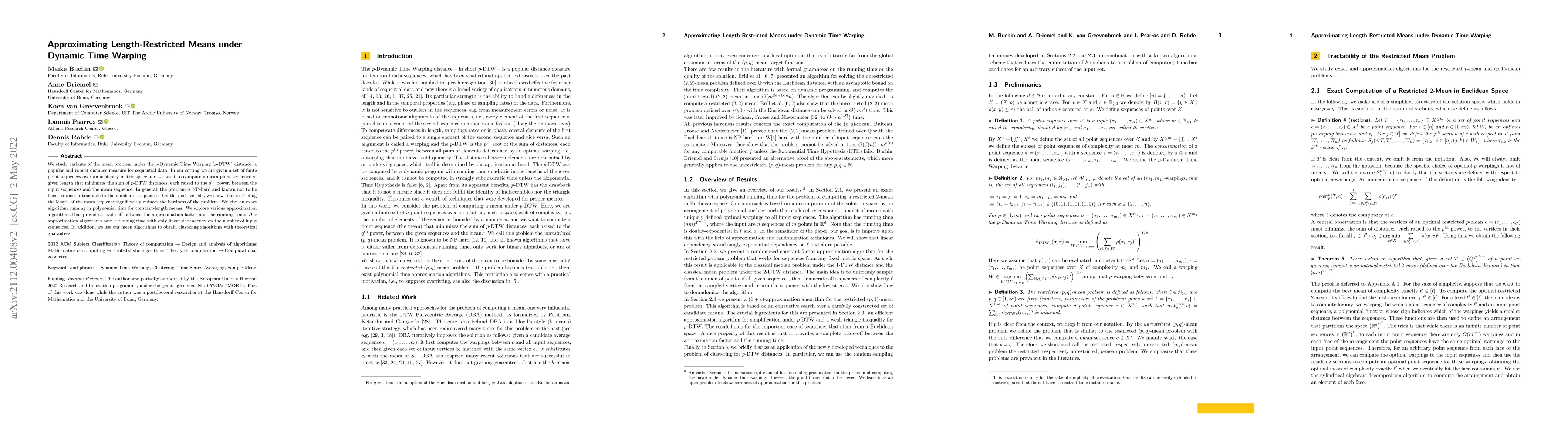 Thumbnail for Approximating Length-Restricted Means under Dynamic Time Warping