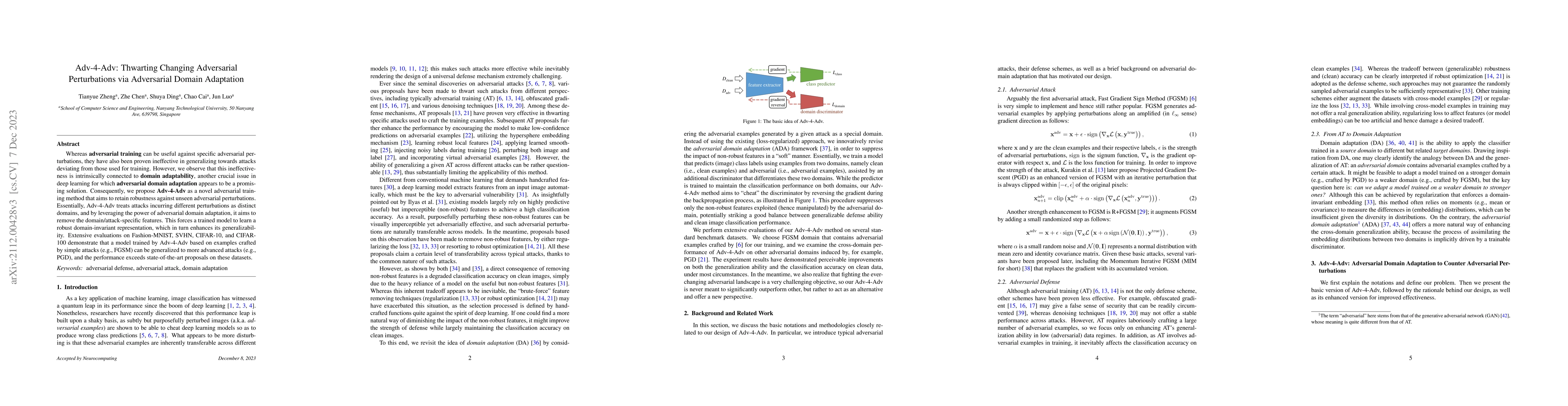 Thumbnail for Adv-4-Adv: Thwarting Changing Adversarial Perturbations via Adversarial
  Domain Adaptation
