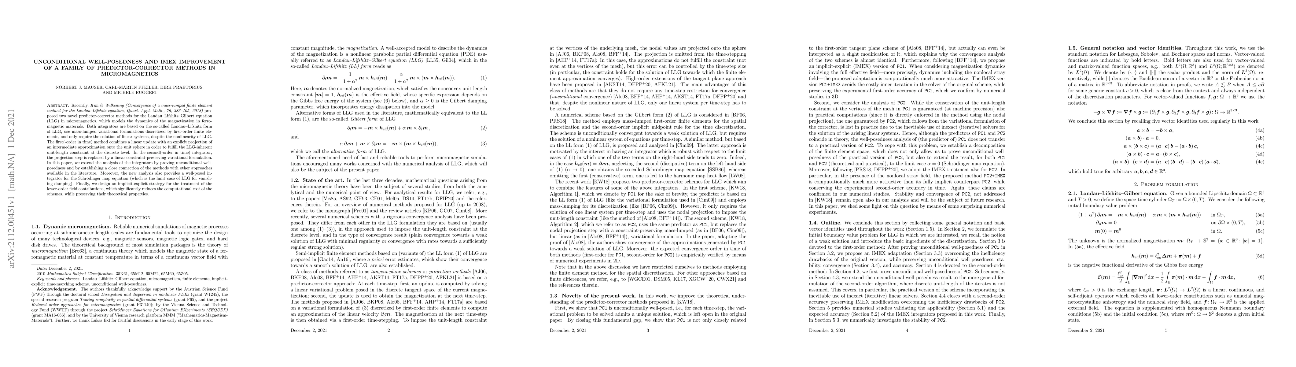 Thumbnail for Unconditional well-posedness and IMEX improvement of a family of
  predictor-corrector methods in micromagnetics