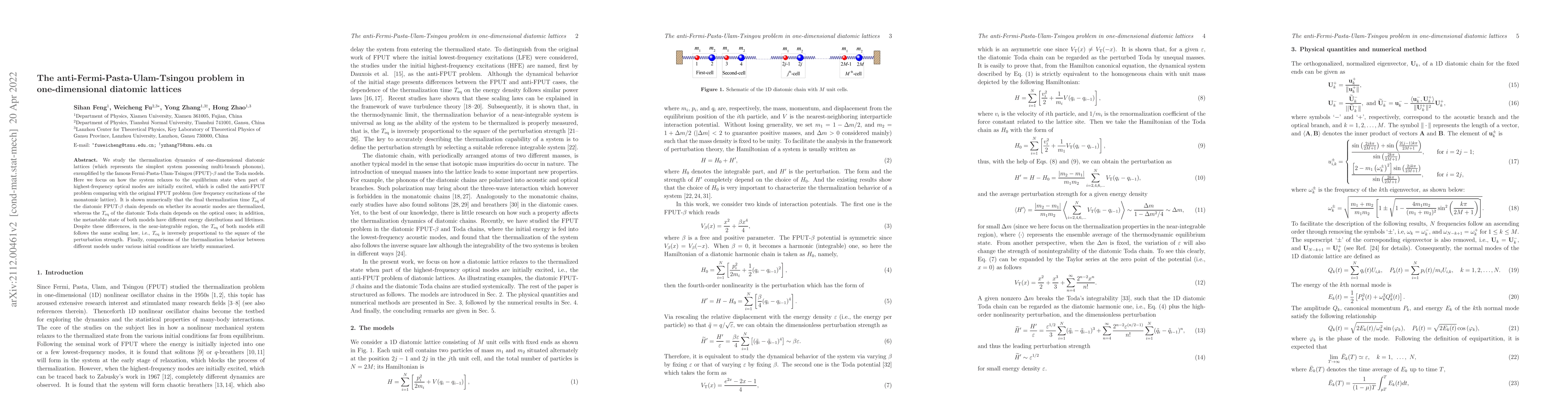 Thumbnail for The anti-Fermi-Pasta-Ulam-Tsingou problem in one-dimensional diatomic
  lattices