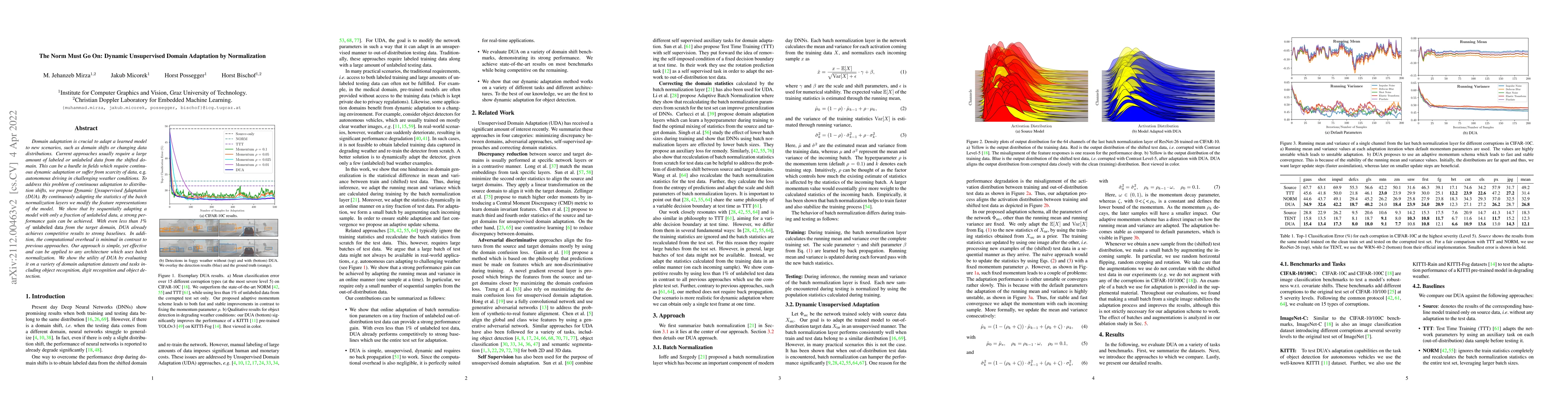 Thumbnail for The Norm Must Go On: Dynamic Unsupervised Domain Adaptation by
  Normalization