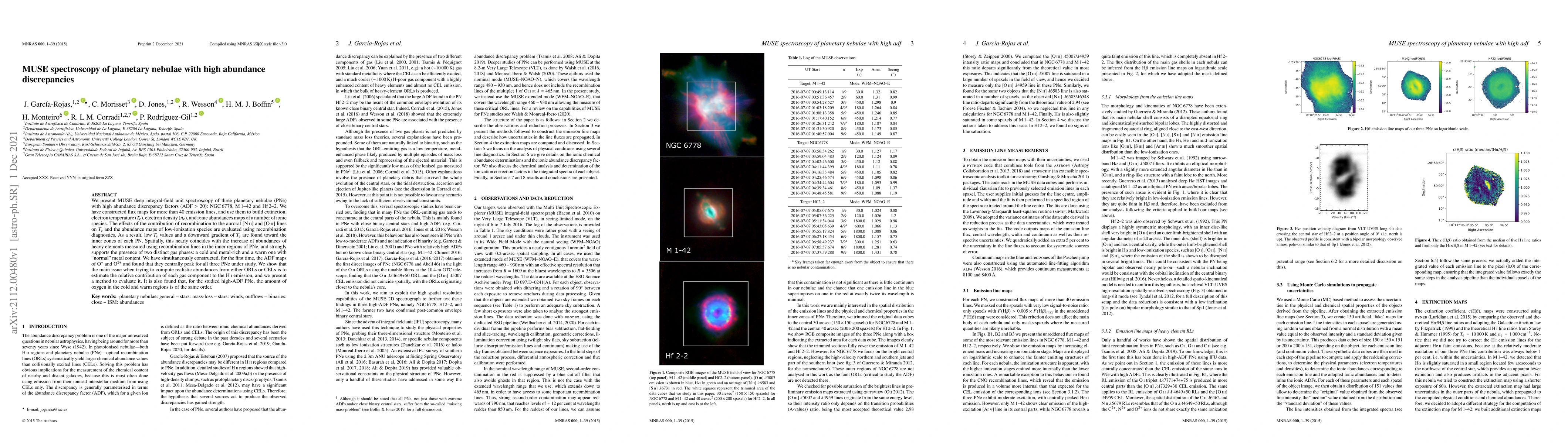 Thumbnail for MUSE spectroscopy of planetary nebulae with high abundance discrepancies