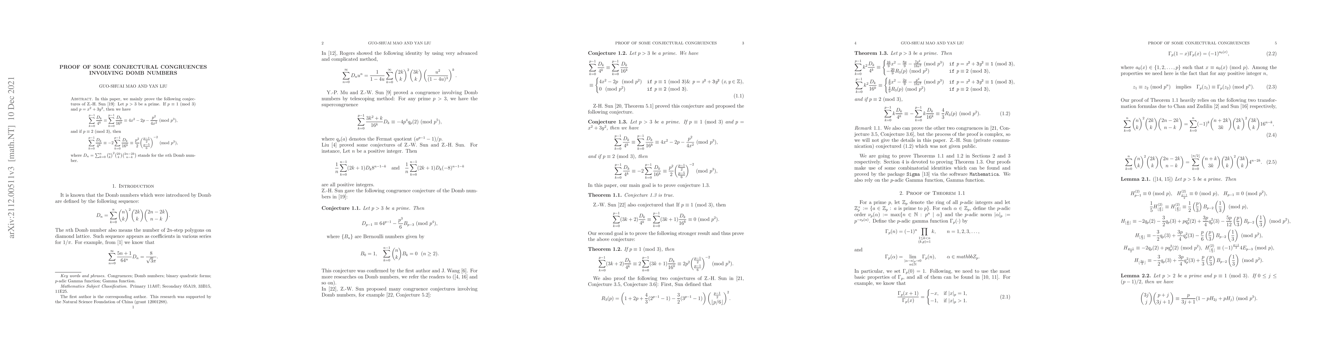 Thumbnail for Proof of some conjectural congruences involving Domb numbers