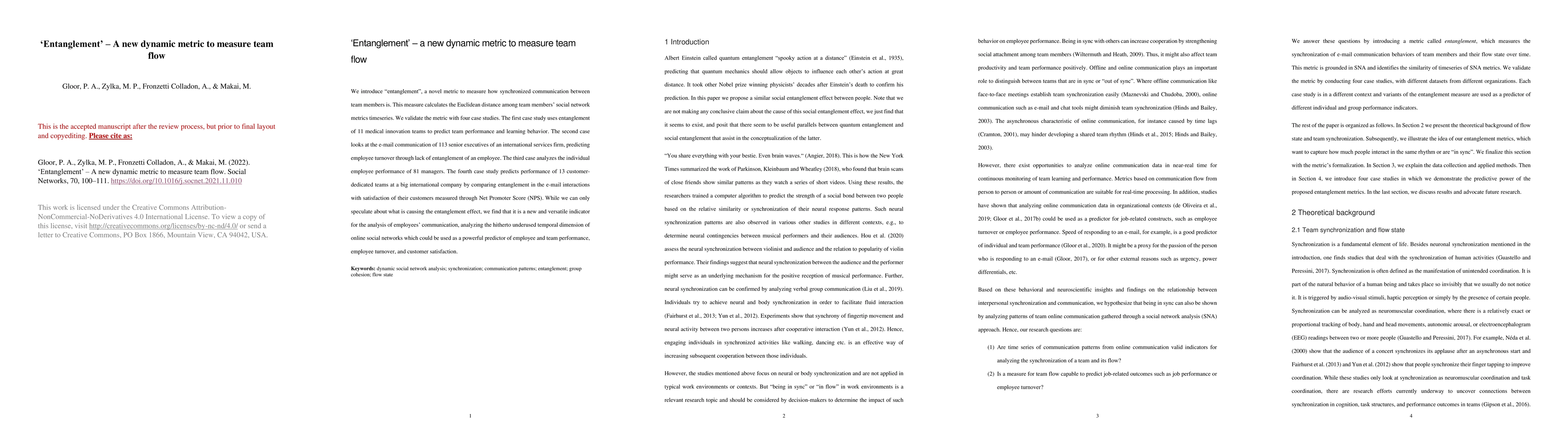Thumbnail for 'Entanglement' -- A new dynamic metric to measure team flow