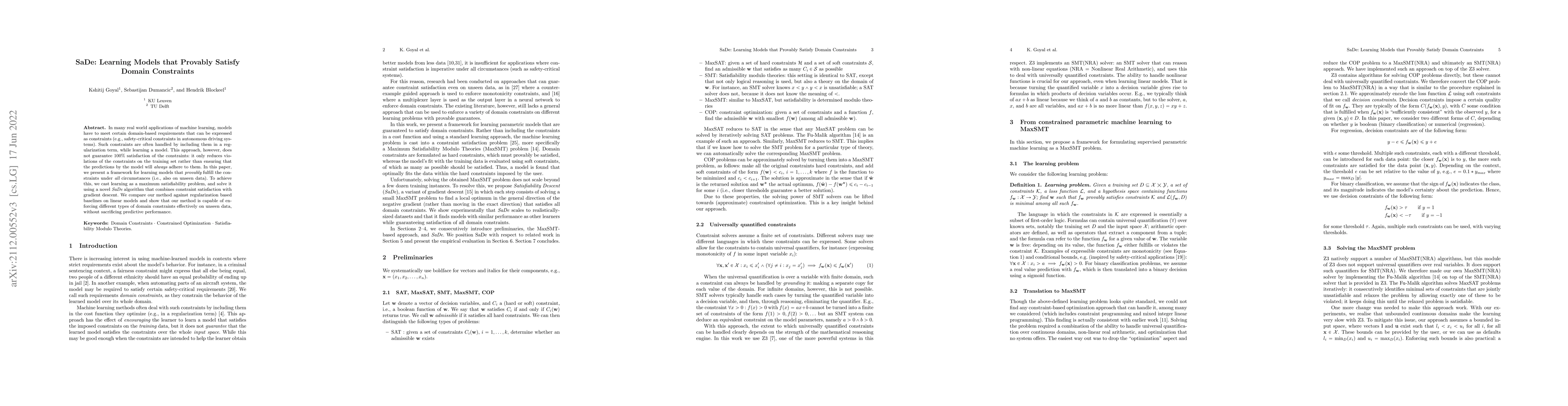 Thumbnail for SaDe: Learning Models that Provably Satisfy Domain Constraints