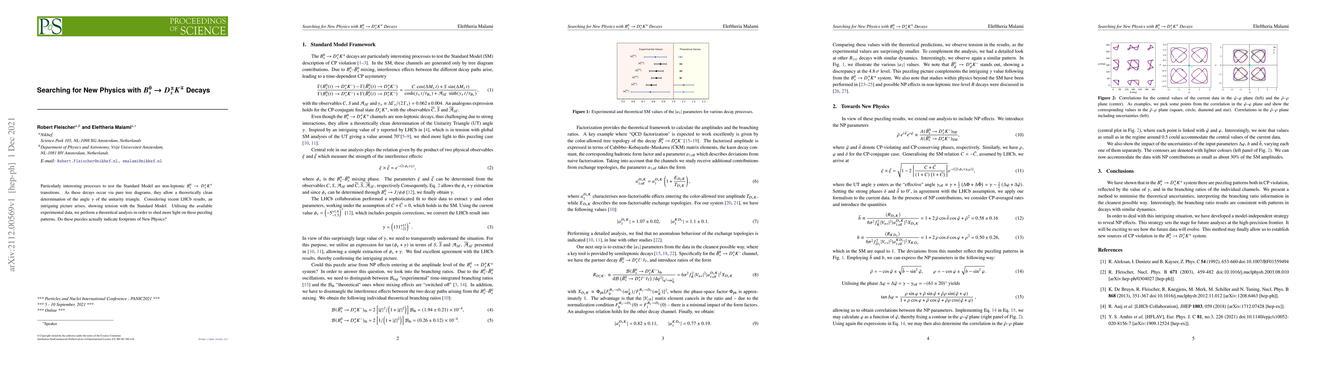 Thumbnail for Searching for New Physics with $B^0_s \rightarrow D_s^{\pm} K^{\mp} $
  Decays