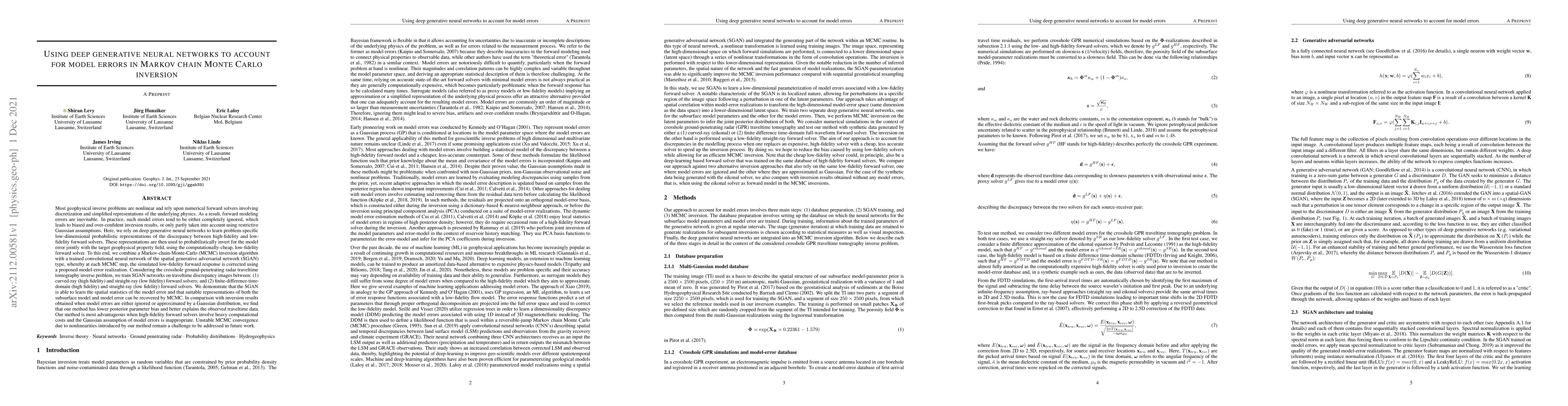 Thumbnail for Using deep generative neural networks to account for model errors in
  Markov chain Monte Carlo inversion