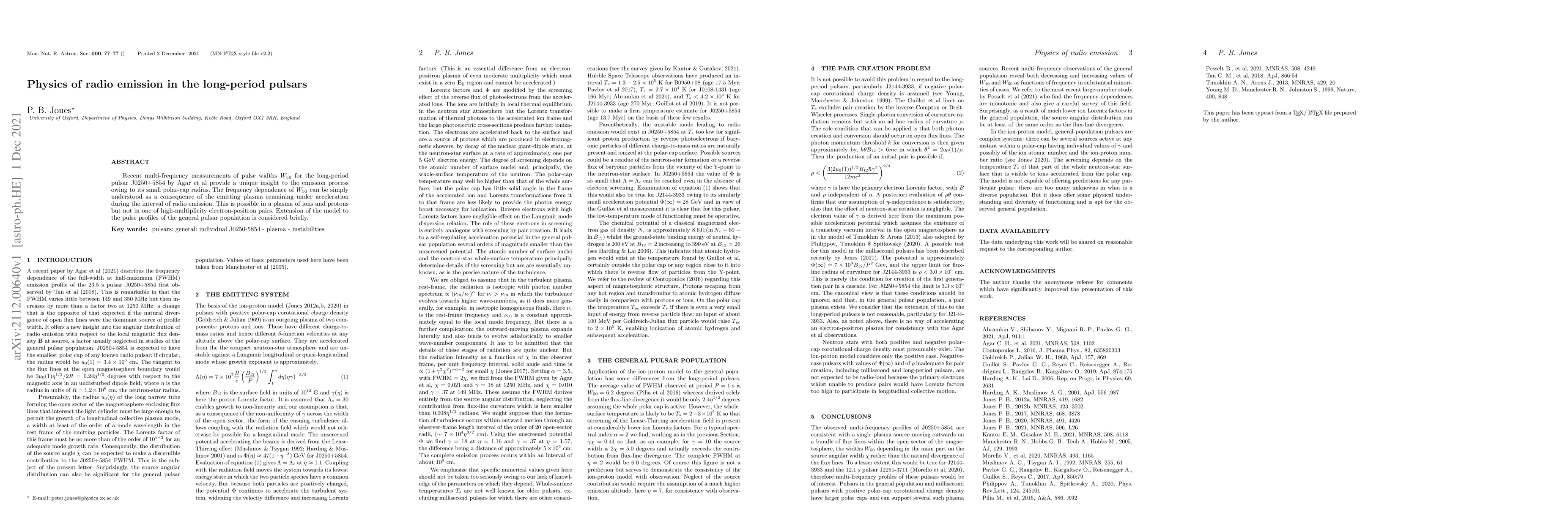 Thumbnail for Physics of radio emission in the long-period pulsars
