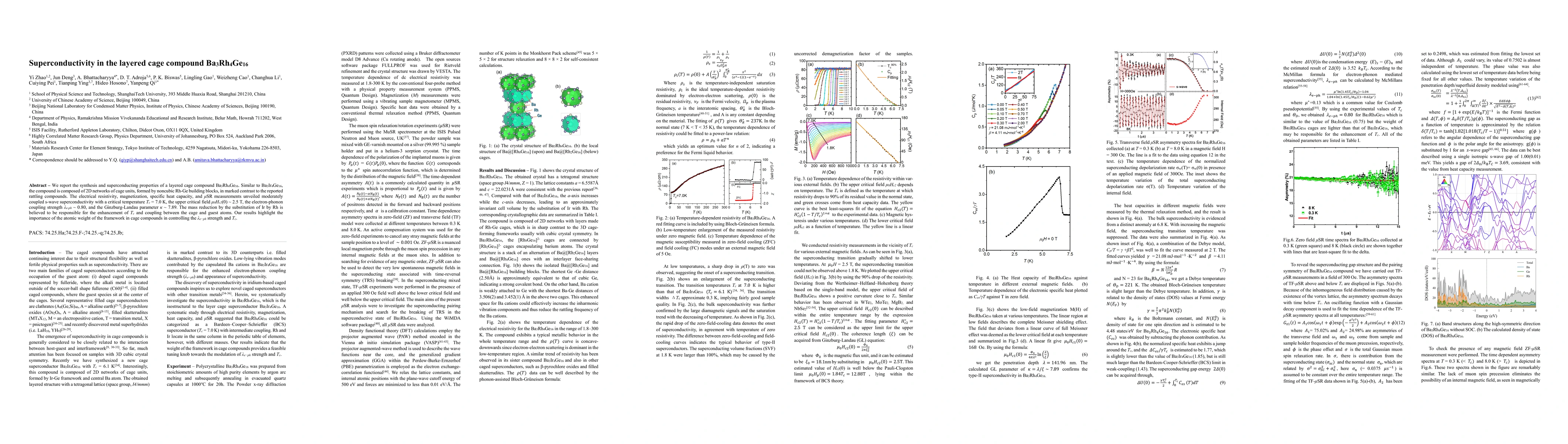 Thumbnail for Superconductivity in the layered cage compound Ba3Rh4Ge16