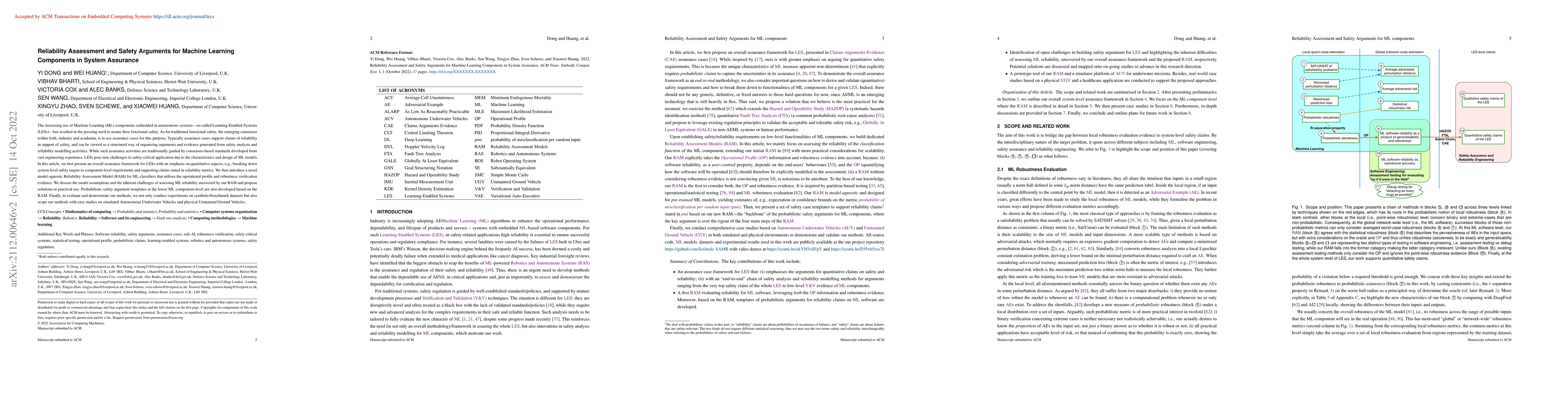Thumbnail for Reliability Assessment and Safety Arguments for Machine Learning
  Components in System Assurance