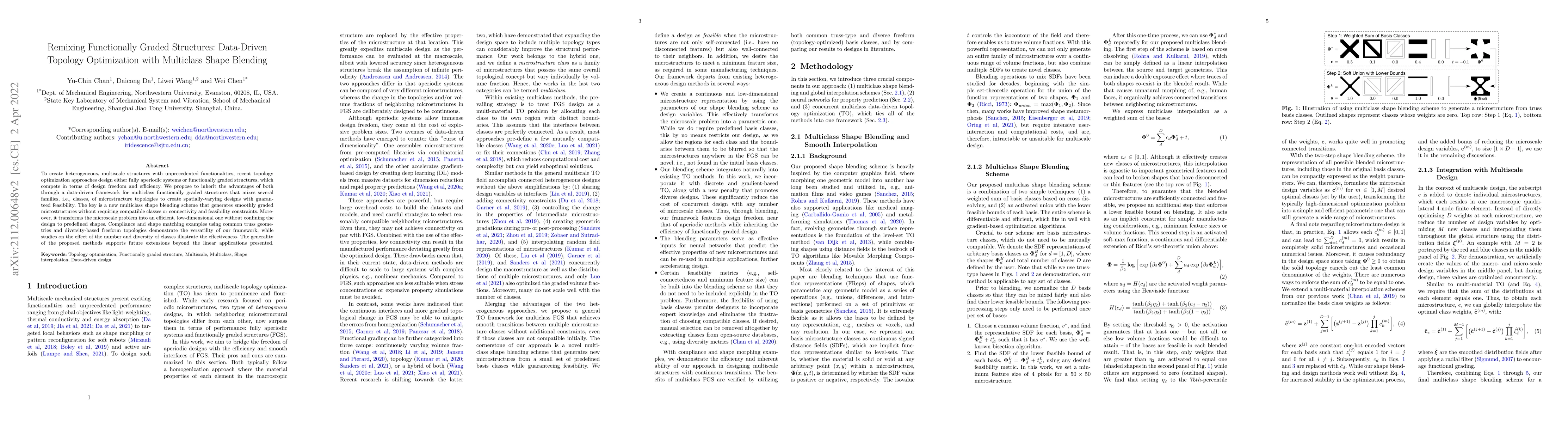 Thumbnail for Remixing Functionally Graded Structures: Data-Driven Topology
  Optimization with Multiclass Shape Blending