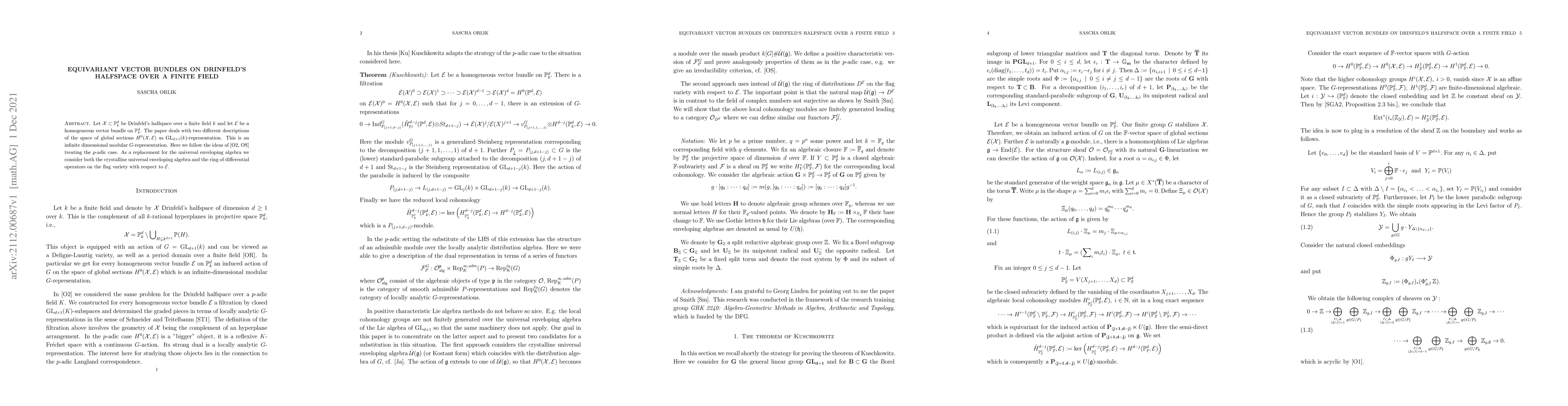 Thumbnail for Equivariant vector bundles on Drinfeld's halfspace over a finite field