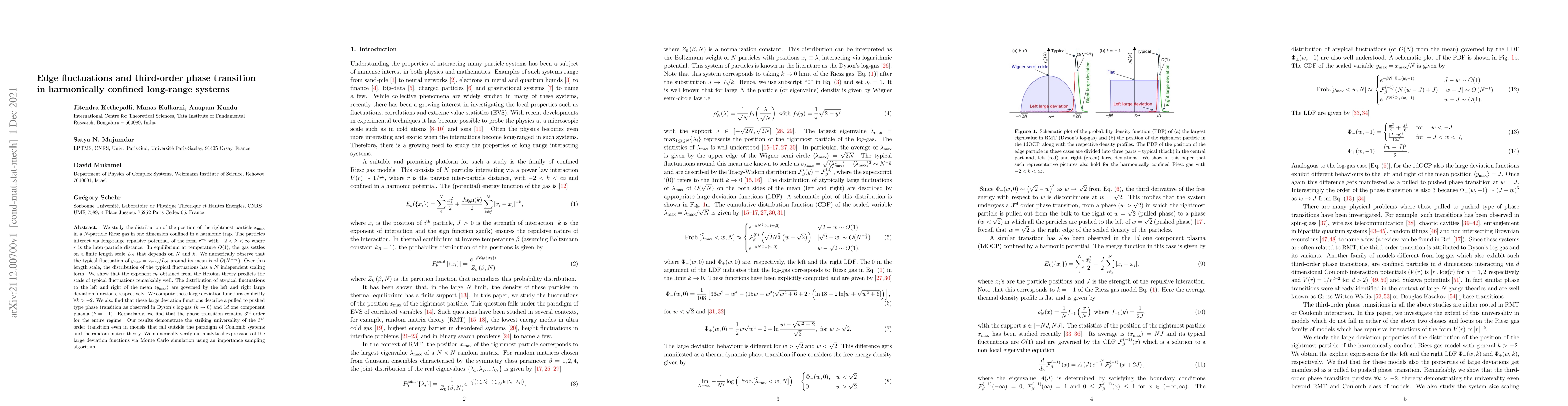 Thumbnail for Edge fluctuations and third-order phase transition in harmonically
  confined long-range systems