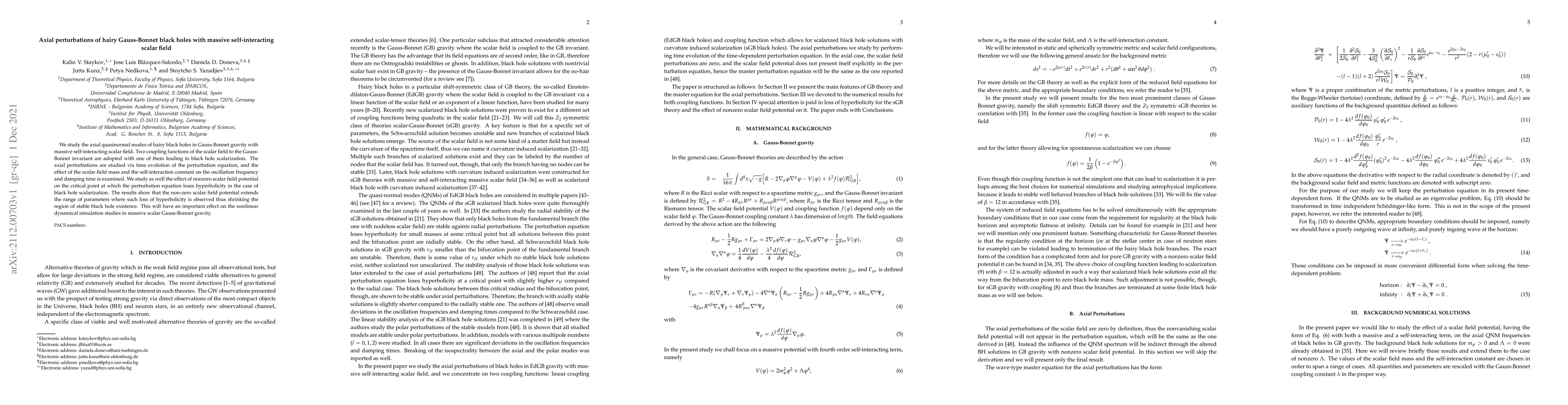 Thumbnail for Axial perturbations of hairy Gauss-Bonnet black holes with massive
  self-interacting scalar field