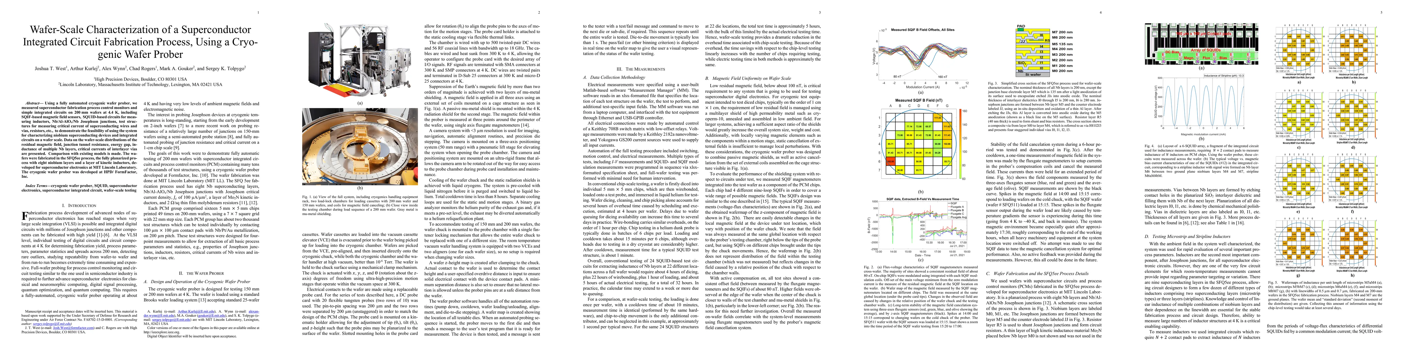 Thumbnail for Wafer-Scale Characterization of a Superconductor Integrated Circuit
  Fabrication Process, Using a Cryogenic Wafer Prober