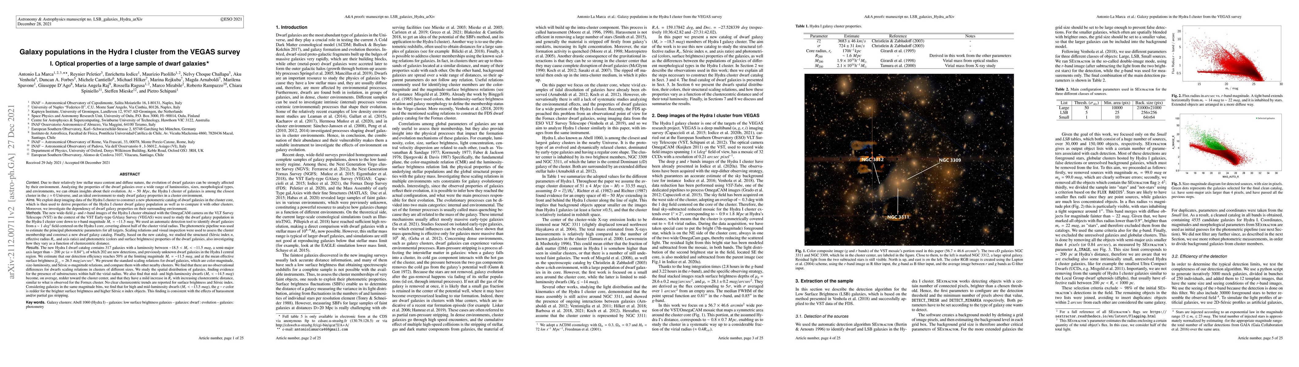 Thumbnail for Galaxy populations in the Hydra I cluster from the VEGAS survey I.
  Optical properties of a large sample of dwarf galaxies